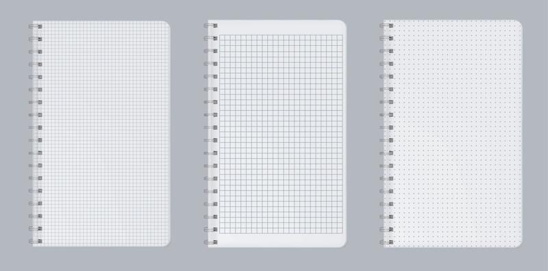 Blank gridded notebook papers