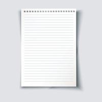Vector sheet of lined paper with holes