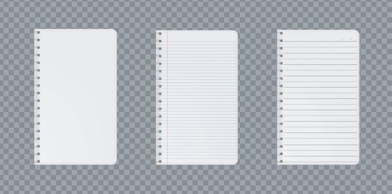 Notepads with empty lined and checkered paper