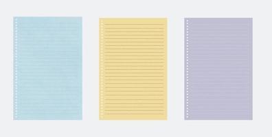 Blank lined hole punched paper sheets
