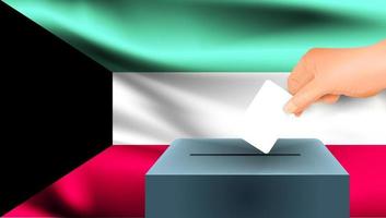 Kuwait flag, male hand voting with Kuwait flag concept idea background vector