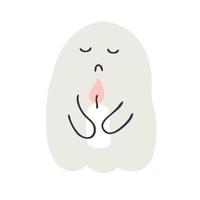 Hand drawing Halloween illustration of ghost with candle vector