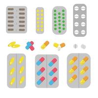 A set of tablets and capsules in blisters vector