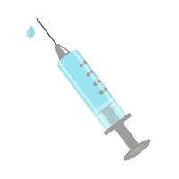 A syringe with a blue liquid, drop is isolated vector