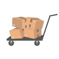 Cart with parcels. Brown cardboard boxes vector