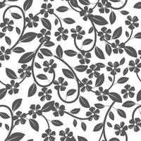 Seamless pattern of leaves and flowers black vector