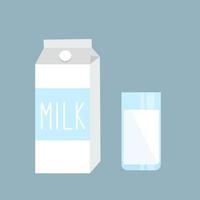 Carton pack and glass of cow milk vector