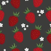 Red strawberry seamless pattern on pink background vector