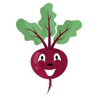 Funny smiling beet character, vector illustration, flat style