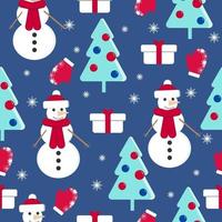 New year seamless pattern with a snowman vector