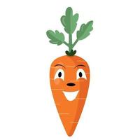 Cute funny carrot character, smiling face isolated vector