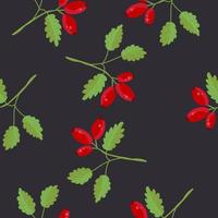 Seamless pattern of rosehip branches and berries vector