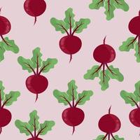 Red beet root with green leaves seamless pattern vector