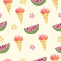 Summer pattern with watermelon, ice-cream vector