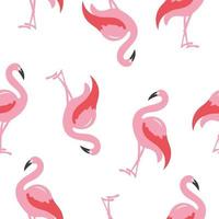 Seamless pattern with pink flamingo in white vector