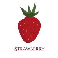 Red strawberry icon with green leaf isolated vector