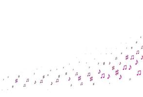 Telón de fondo de vector violeta, rosa claro con notas musicales.