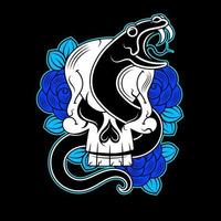 vector snake and skull tattoo design with banner