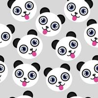 Cute Baby Panda Head Seamless Pattern vector