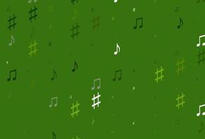 patrón de vector verde claro con elementos de la música.