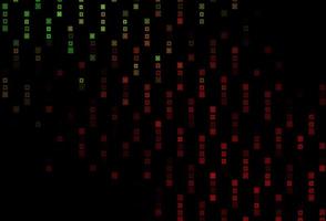 Dark Green, Red vector background with rectangles, circles.