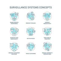 Surveillance system benefit concept icons set vector