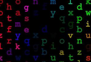 Dark multicolor, rainbow vector layout with latin alphabet.