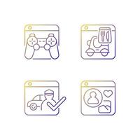 Platform business gradient linear vector icons set