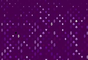 Fondo de vector púrpura oscuro con signos de tarjetas.