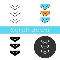 Scrolling down arrows button icon vector