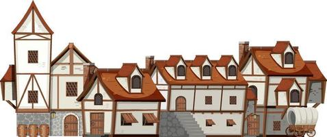 Ancient medieval village on white background vector