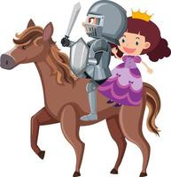 Knight and princess riding horse vector