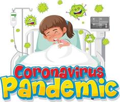 Coronavirus Pandemic banner with girl patient cartoon character vector