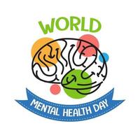 banner o logotipo del día mundial de la salud mental aislado sobre fondo blanco vector