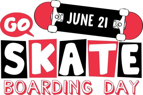 Go Skateboarding Day on June 21 banner in cartoon style