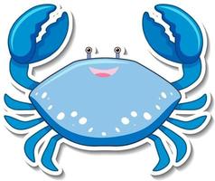 Blue crab sea animal cartoon sticker vector