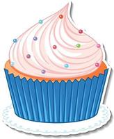 Cupcake with sugar sprinkles sticker isolated on white background vector