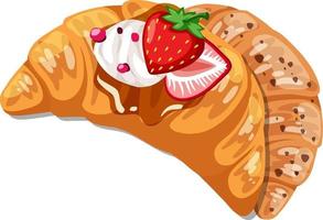 Croissant with strawberry and cream topping isolated vector