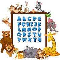 A-Z Alphabet board with wild animals vector