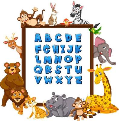 A-Z Alphabet board with wild animals