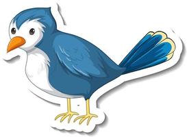 Sticker template with a blue bird isolated on white background vector