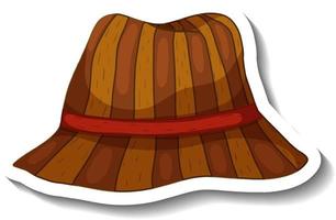 A sticker template with a brown bucket hat isolated vector