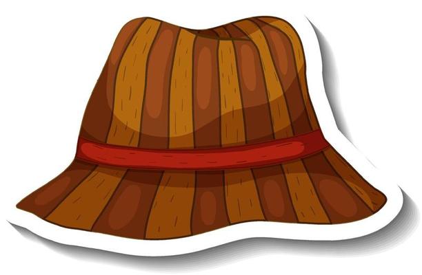 A sticker template with a brown bucket hat isolated