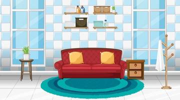 Living room interior design with furniture vector