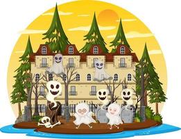 Haunted house at daytime scene vector