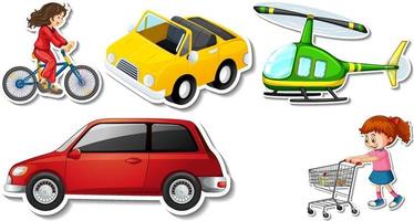 Random stickers with transportable vehicle objects vector