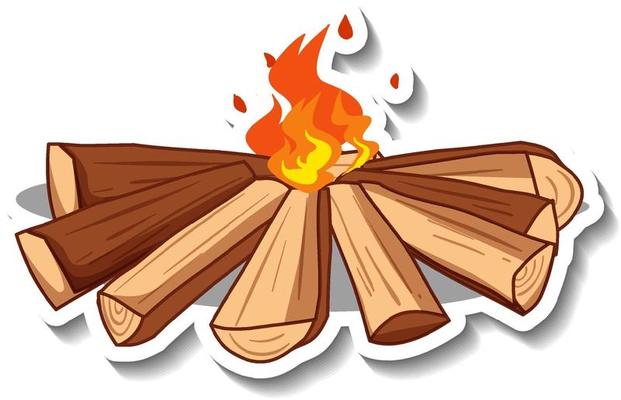 A sticker template with Campfire isolated
