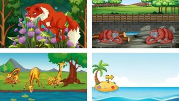 Four different nature horizontal scene vector