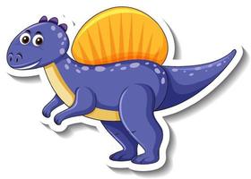 una plantilla de etiqueta con lindo personaje de dibujos animados de dinosaurio aislado vector