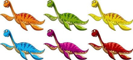 Set of pliosaurus dinosaur cartoon character vector